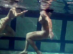 Katka and Barbara's Underwater Lesbian Tit Bouncing Adventure