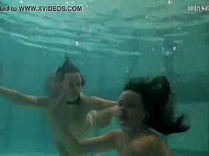 Katka and Barbara's Underwater Lesbian Tit Bouncing Adventure