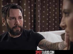 Cheating husband rides escort in cowgirl position while his wife sleeps in the next room