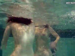 Katka and Barbara's Underwater Lesbian Tit Bouncing Adventure