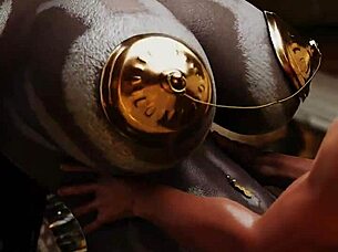 Playing game with anime brunette character in 3D cartoon