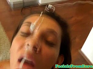 skinny eurobabe gets facial after pov blowjob 😍
