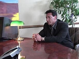 Brunette Secretary Blows And Fucks!