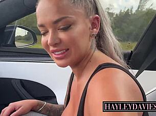 Blonde bombshell hayley davies gets picked up and fucked on public road
