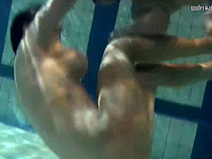 Katka and Barbara's Underwater Lesbian Tit Bouncing Adventure