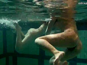 Katka and Barbara's Underwater Lesbian Tit Bouncing Adventure