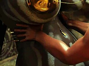 Playing game with anime brunette character in 3D cartoon