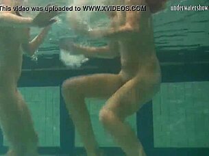 Katka and Barbara's Underwater Lesbian Tit Bouncing Adventure