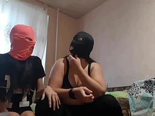 Our pregnant neighbor joined us for lesbian sex with hot Russian dirty talk