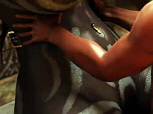 Playing game with anime brunette character in 3D cartoon