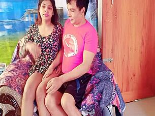 rumpa and her step cousin having fun sex on the sofa at home