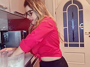 Naughty Woman In Kitchen Pays With Tits