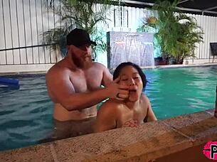 Asian Slut Gets Creampied In The Pool