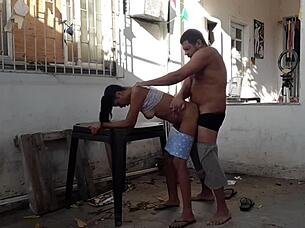 Fucking The Babysitter In The Backyard With Anal 😍