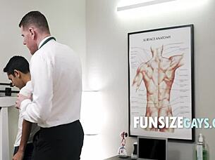 In the hospital, tiny patient Damien Grey enjoys Dr. Legrand Wolf's bareback anal and rimjob.