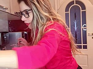 Naughty Woman In Kitchen Pays With Tits