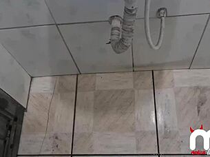 Wife cheats in gas station bathroom with young stud