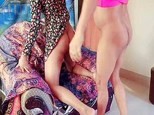 rumpa and her step cousin having fun sex on the sofa at home