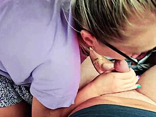 my mom friend gives bj in car outdoor homemade cum in mouth