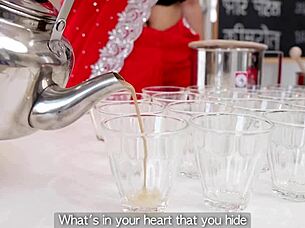 Indian beautiful tea maker girl serves in roleplay costume!