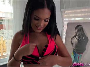 The Stepbrother Watches His Stepsister Work Out, Admiring Her Sexy Body