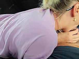 my mom friend gives bj in car outdoor homemade cum in mouth