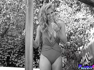 all natural canadian teen maya rae strips and relaxes outdoor