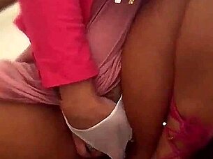 Angel Lima pleasures herself on the building stairs in public.