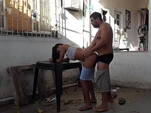 Fucking The Babysitter In The Backyard With Anal 😍