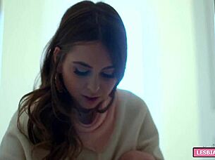 tiny lesbian girl feels intense emotions during fingering and sucking