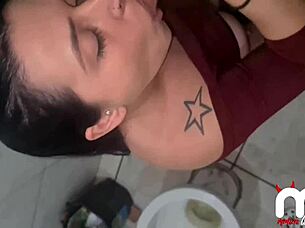 Wife cheats in gas station bathroom with young stud