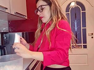 Naughty Woman In Kitchen Pays With Tits