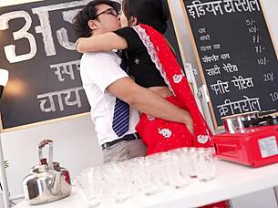 Indian beautiful tea maker girl serves in roleplay costume!