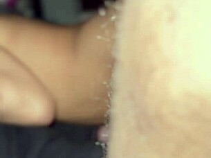 My best friend's girlfriend gives sloppy blowjob at his house