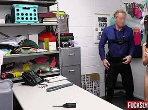 I'm the repressed thief hiding a perfume bottle in the drawer, but she catches me for hardcore sex.