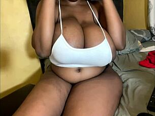 Homemade video showcases big natural ebony tits and ass