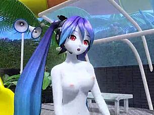 Hatsune Miku Dear Cocoa Dances Naked with Big Tits Bouncing!