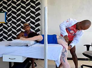 Doctor fucks patient beside unaware husband