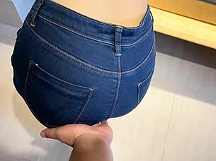 Insatiable slut roughly fucked in front of mirror, huge tits bouncing, climaxes with legs weak