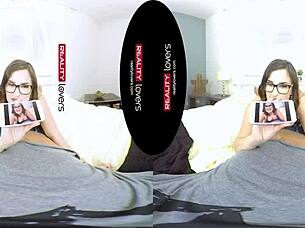 Young tattooed german chubby girl with glasses rides in cowgirl