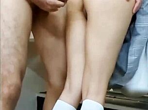 I watch her get fucked hard in school uniform