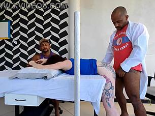 Doctor fucks patient beside unaware husband