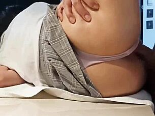 I watch her get fucked hard in school uniform