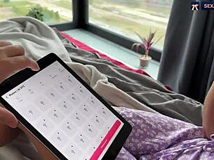 step sister plays sex actions app for the first time with her brother - cum in mouth - family games