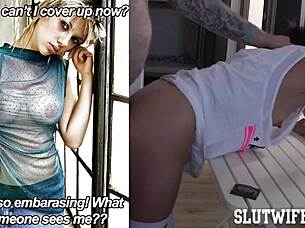 Skinny Blonde Forced To Read Captions