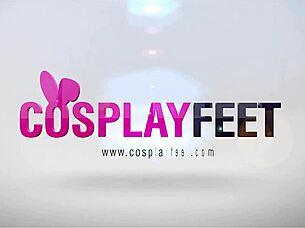 Lesbian nurse massages patient's feet in stockings and pantyhose.