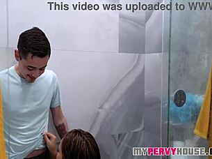 stepsis gets horny in the shower reality bathing