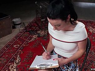 tied busty slut getting gangbang fucked, deepthroat and all 😈