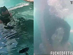 helen star and her couple doing oral sex with vibrator underwater