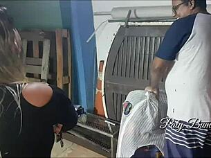 Car Breaks Down In The Favela On Red Light.